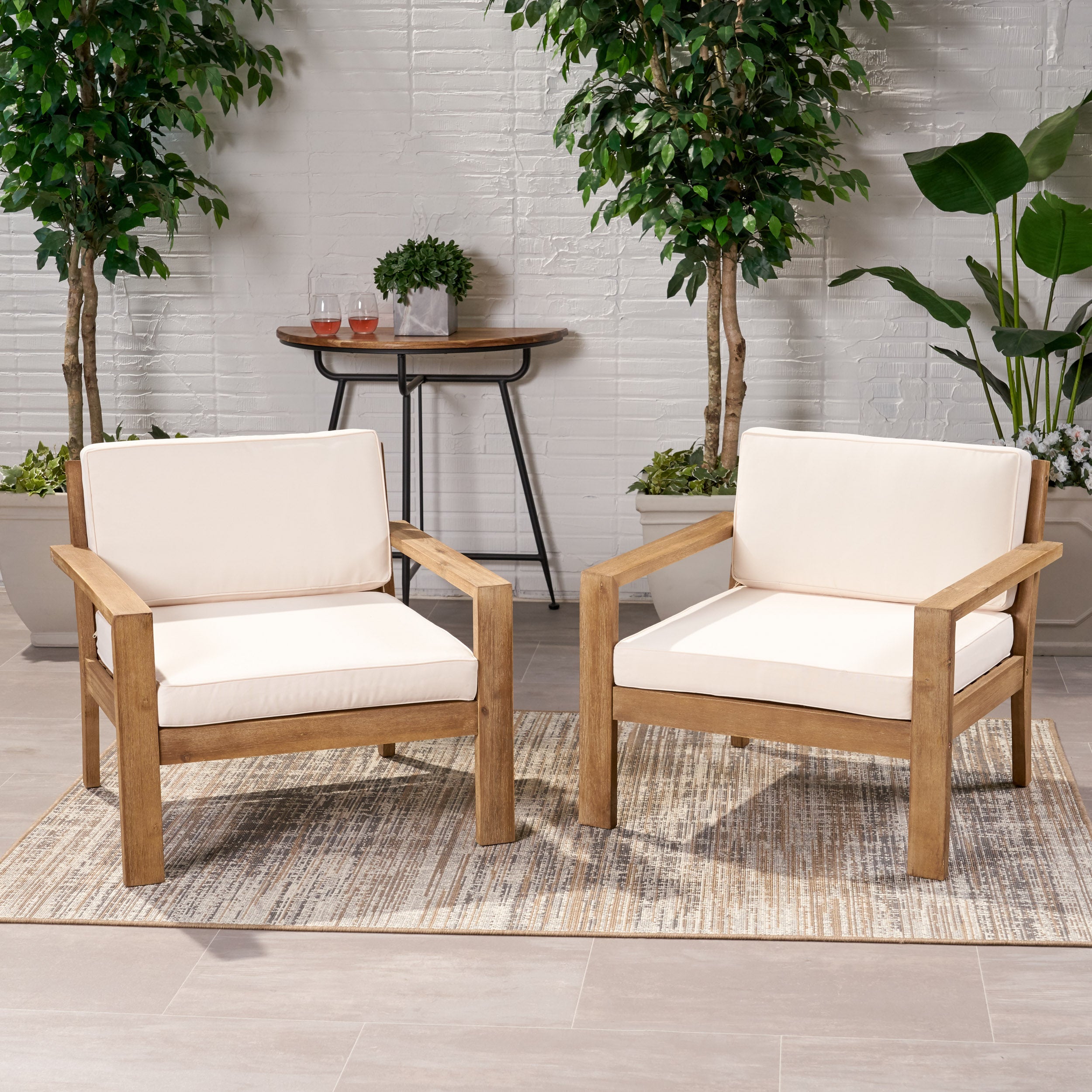 Best choice products set of discount 2 outdoor acacia wood club chairs