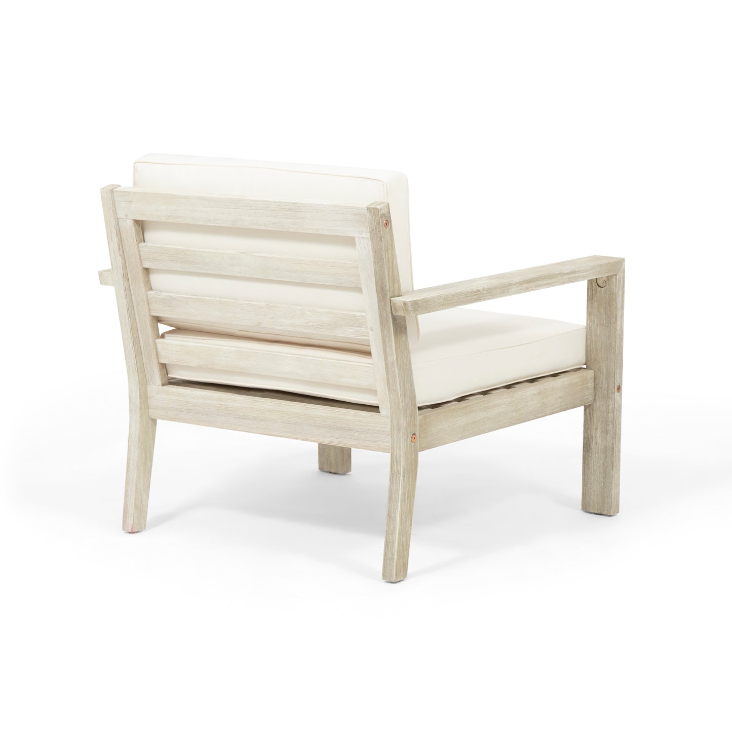 Ben Outdoor Acacia Wood Club Chairs with Cushions (Set of 2)