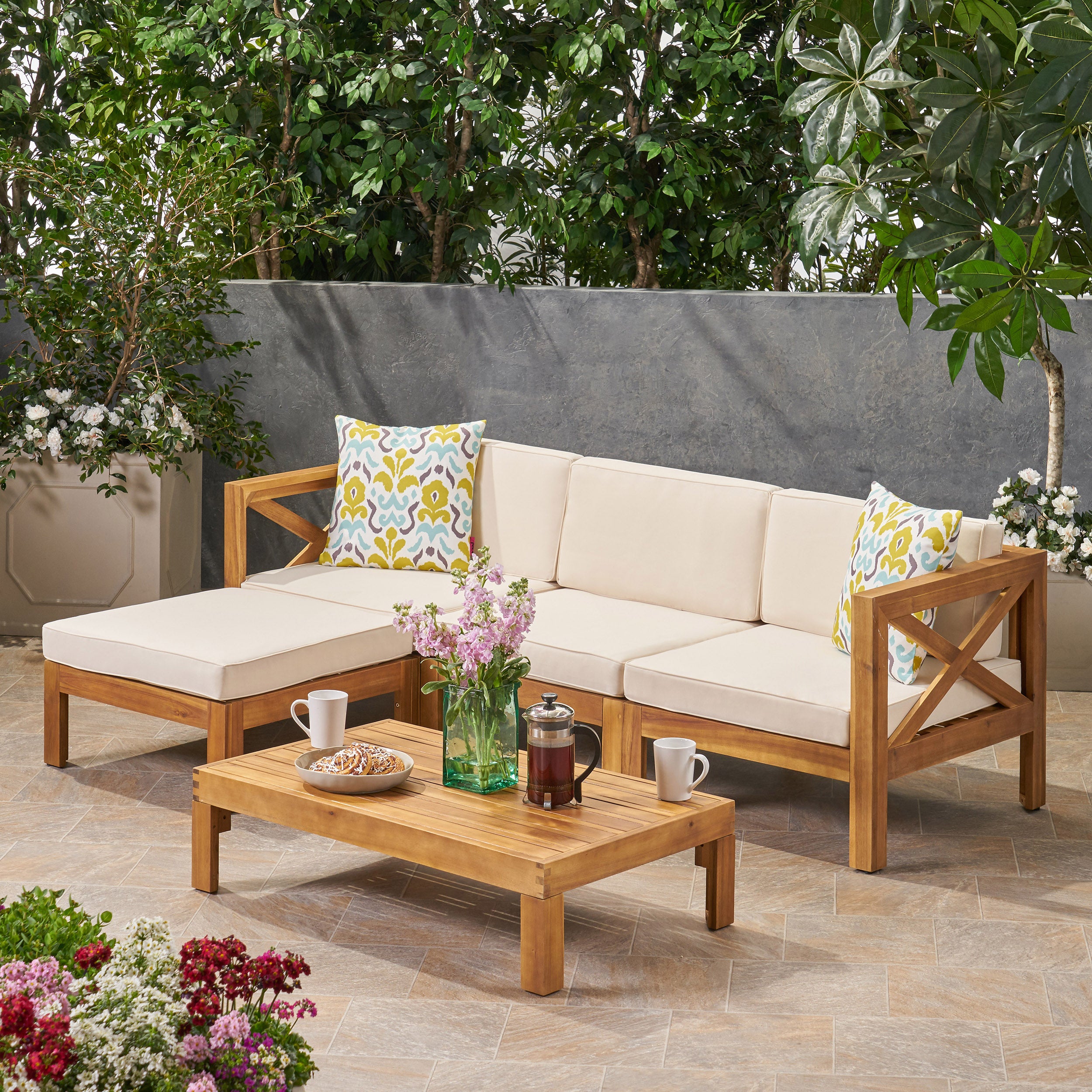 Garden wooden sofa discount set