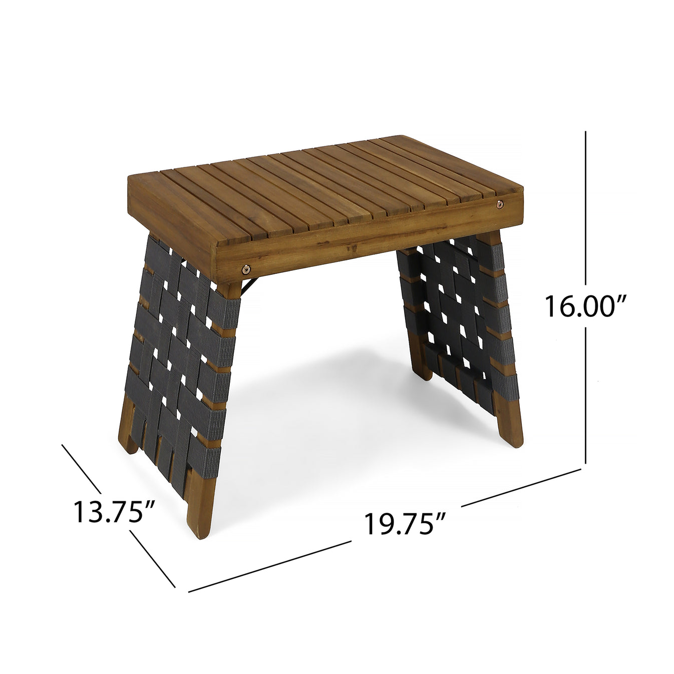Riley Outdoor Acacia Wood Foldable Side Table, Brown Patina and Gray GDFStudio