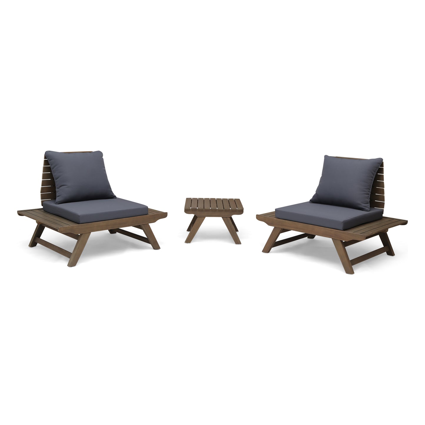 Rosalind Outdoor 2 Seater Acacia Wood Club Chairs and Side Table Set