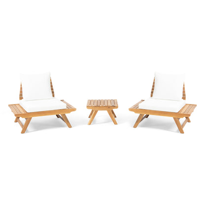 Kaiya Outdoor 2 Seater Acacia Wood Club Chairs and Side Table Set