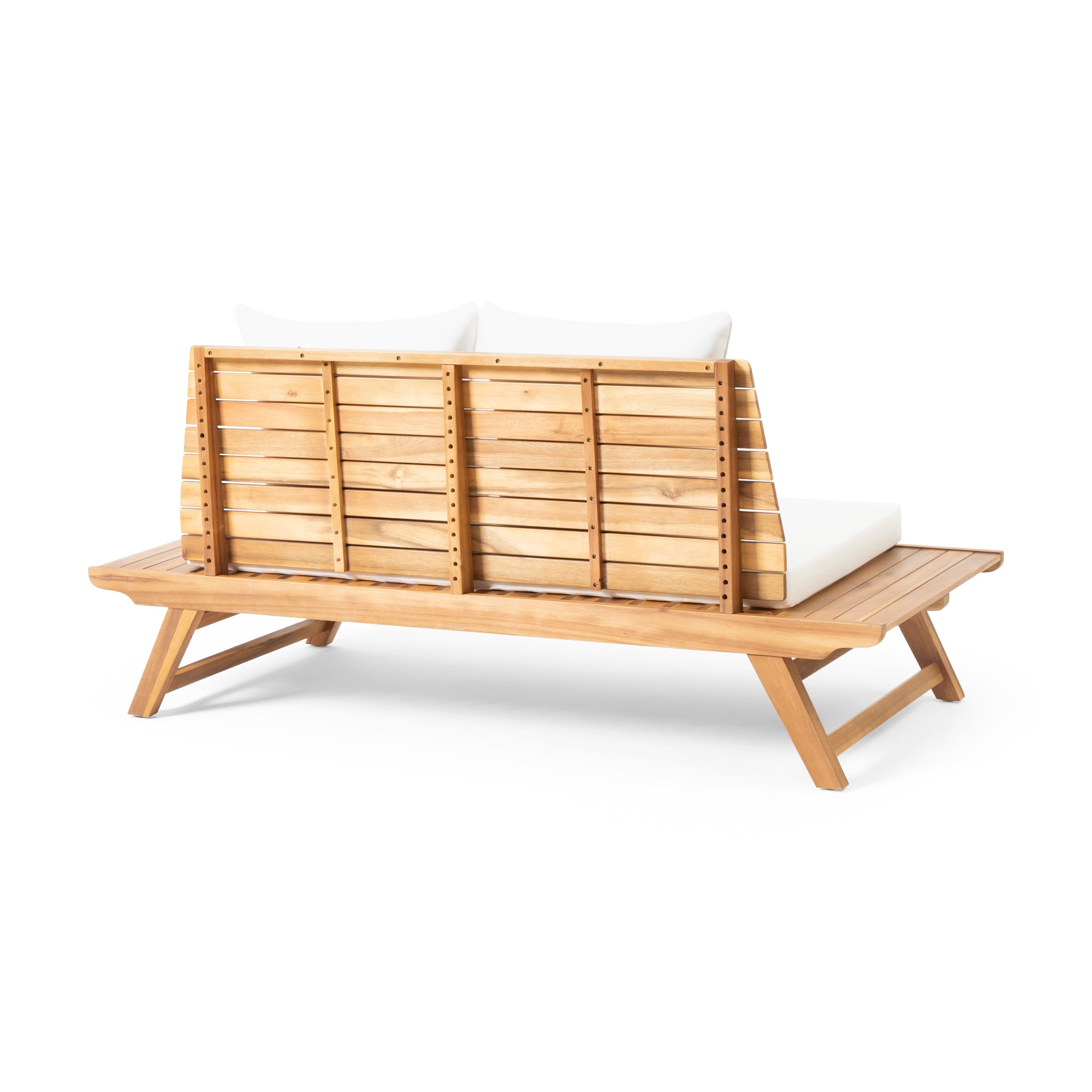 Kaiya Outdoor Wooden Loveseat with Cushions GDFStudio