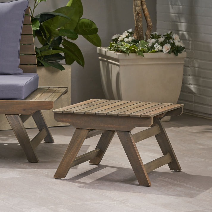 Kailee Outdoor Wooden Side Table, Gray Finish GDFStudio