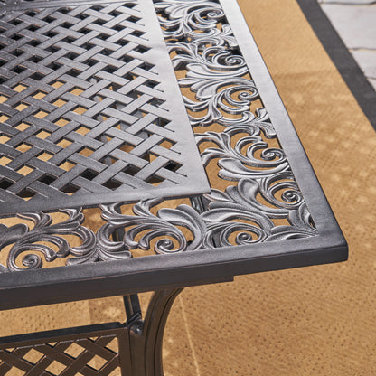 Phoenix Expandable Patio Dining Table, 64" - 81", Cast Aluminum, Shiny Copper