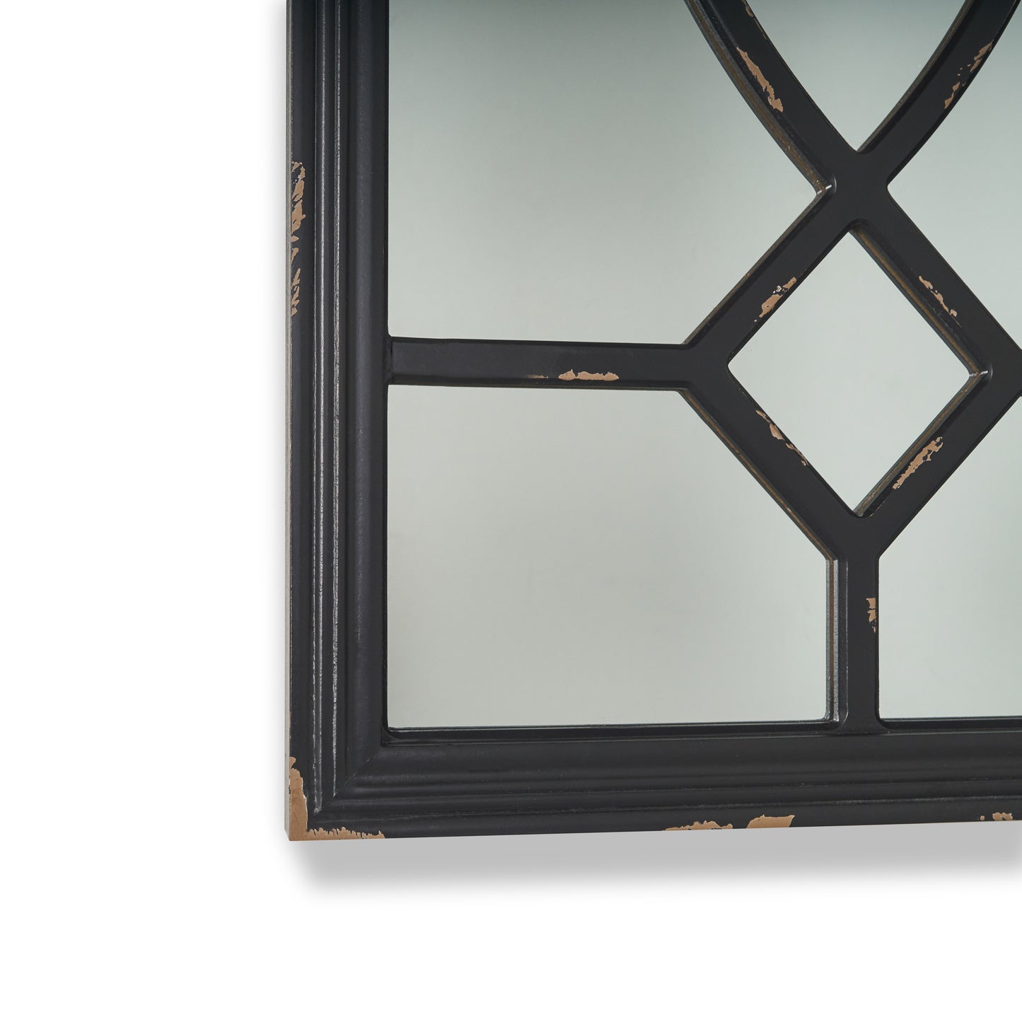 Zoe Rectangular Wooden Rustic Farmhouse Mirror, Distressed Black Frame