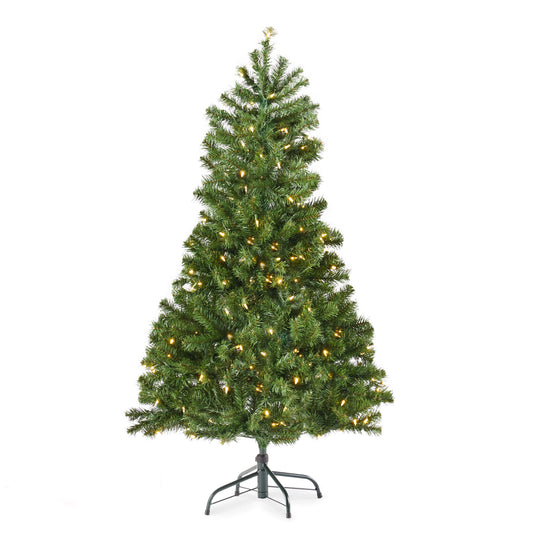 4.5-foot Noble Fir Pre-Lit Clear LED Hinged Artificial Christmas Tree