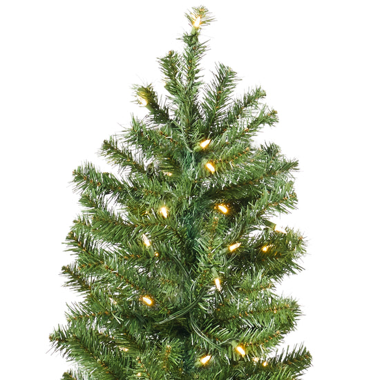 4.5-foot Noble Fir Pre-Lit Clear LED Hinged Artificial Christmas Tree ...