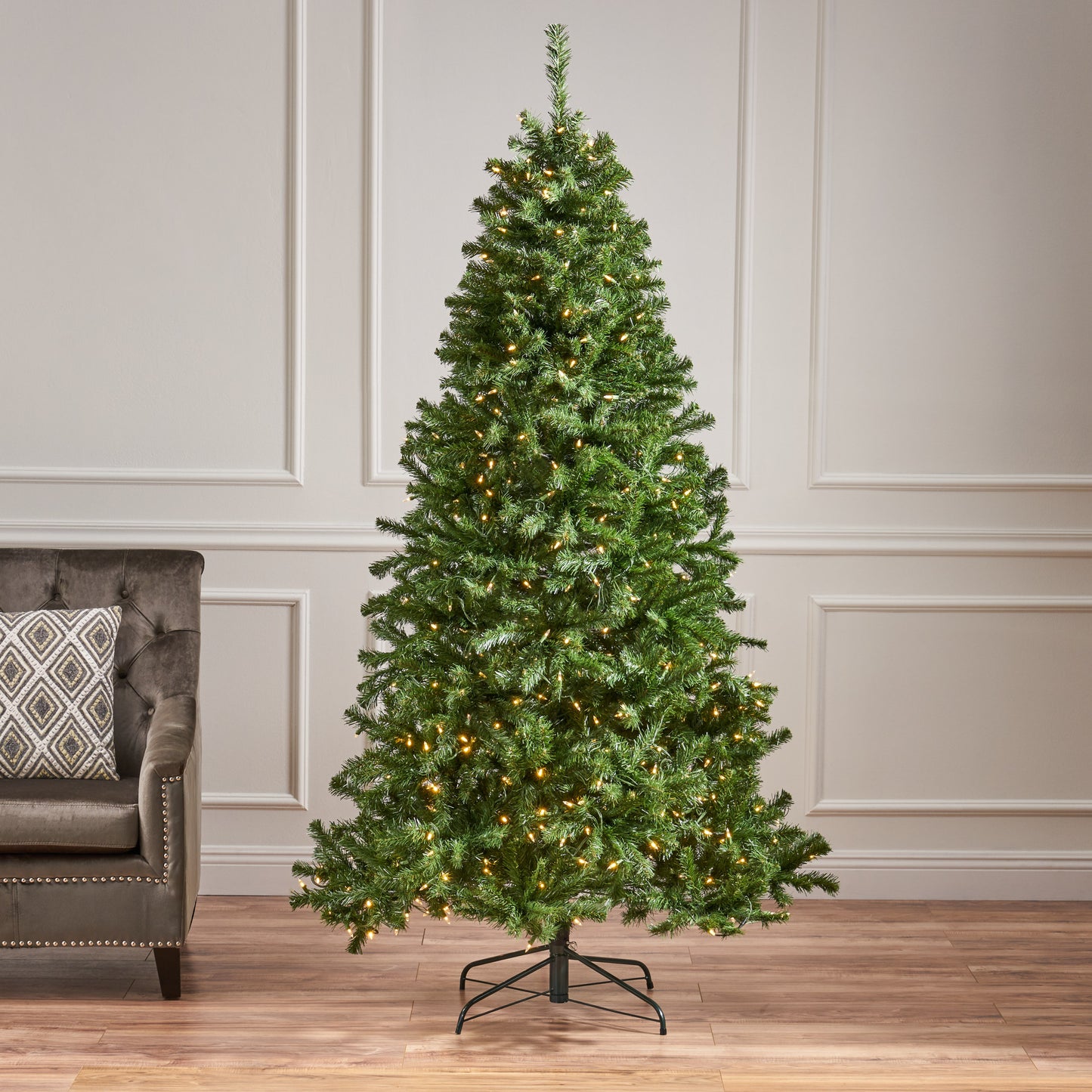 7-foot Noble Fir Pre-Lit Clear LED Hinged Artificial Christmas Tree