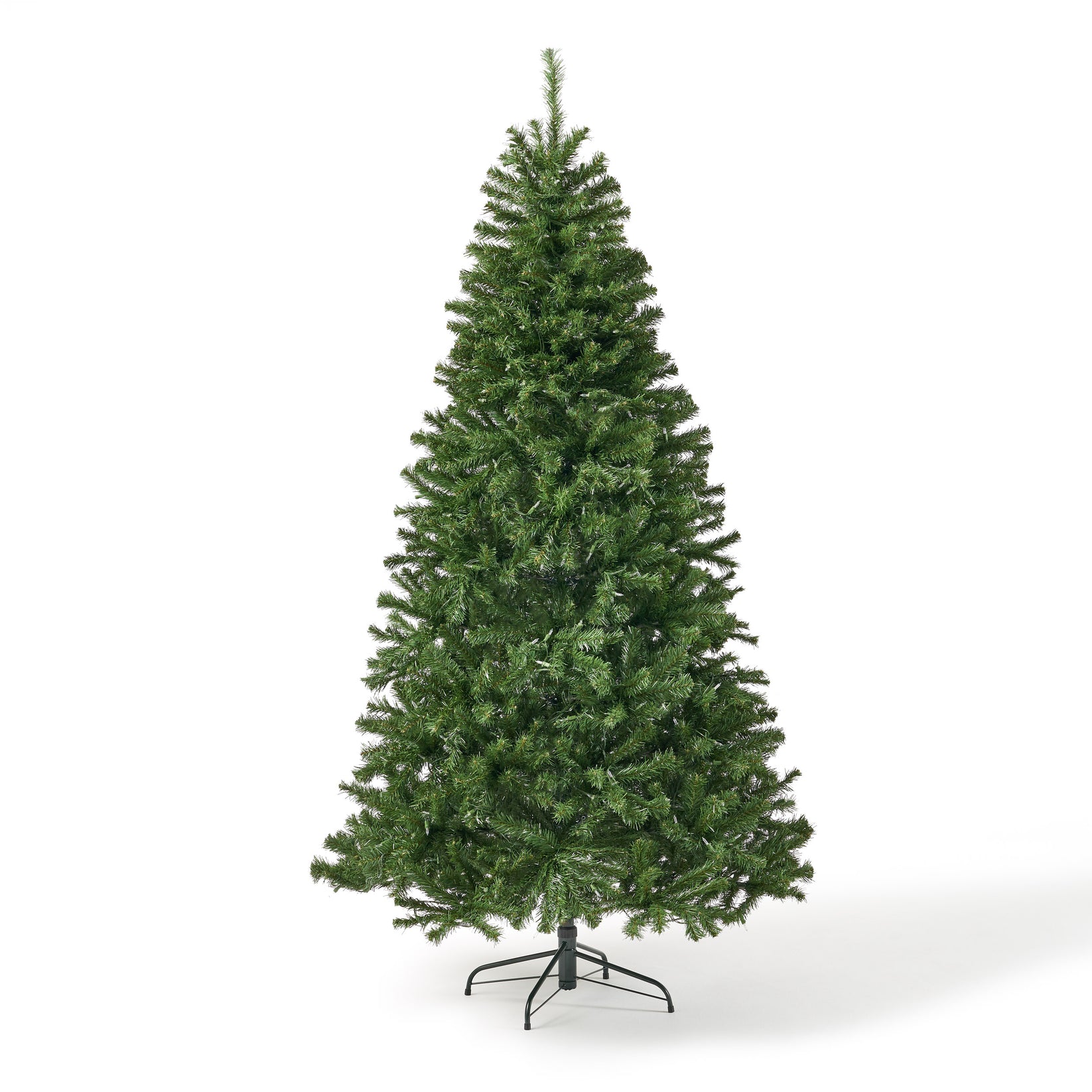 7-foot Noble Fir Pre-Lit Clear LED Hinged Artificial Christmas Tree ...