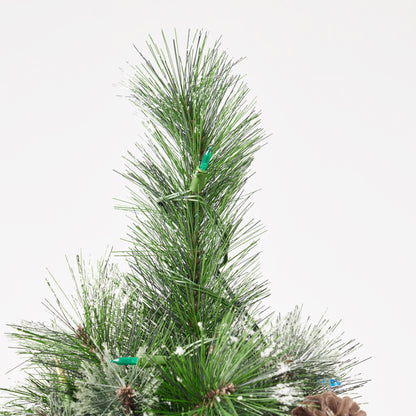 7-foot Cashmere Pine Pre-Lit Artificial Christmas Tree with Snowy Branches and Pinecones