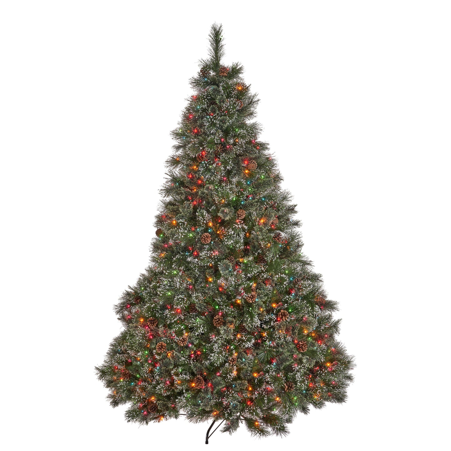 7.5-foot Cashmere Pine and Mixed Needles Hinged Artificial Christmas Tree with Snowy Branches and Pinecones