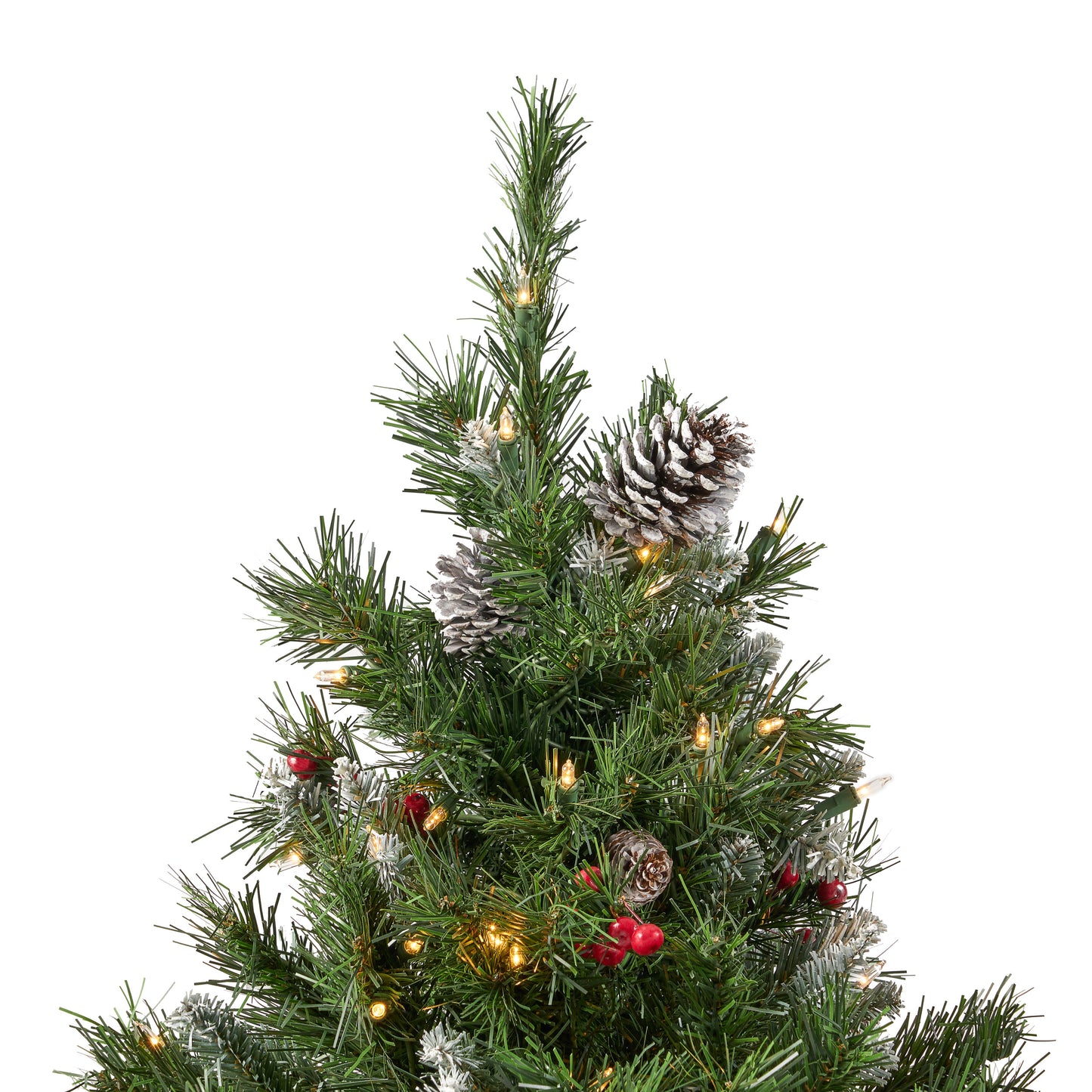 7-foot Mixed Spruce Pre-Lit Clear LED Hinged Artificial Christmas Tree with Frosted Branches