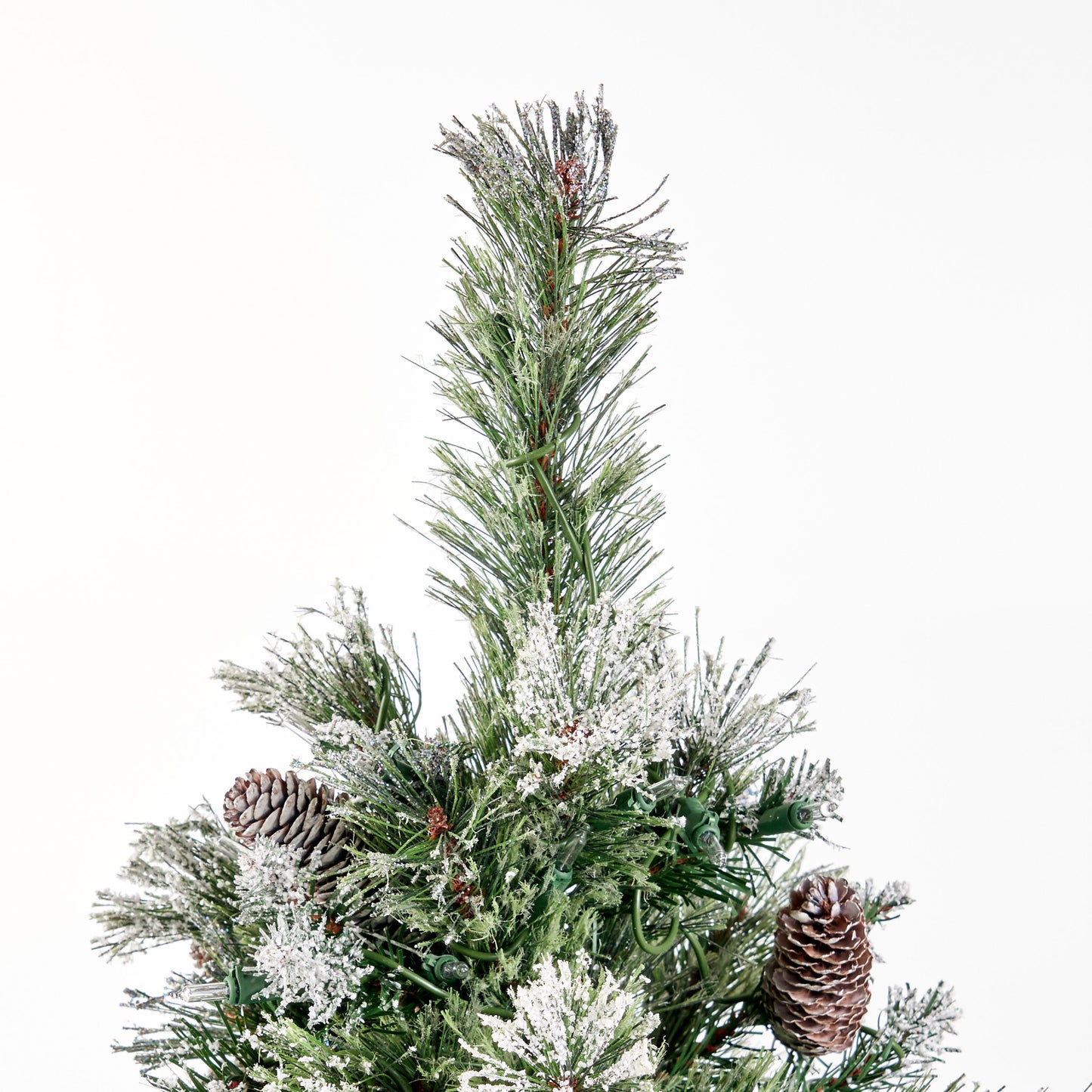 4.5-foot Cashmere Pine and Mixed Needles Hinged Artificial Christmas Tree with Snow and Glitter Branches and Frosted Pinecones