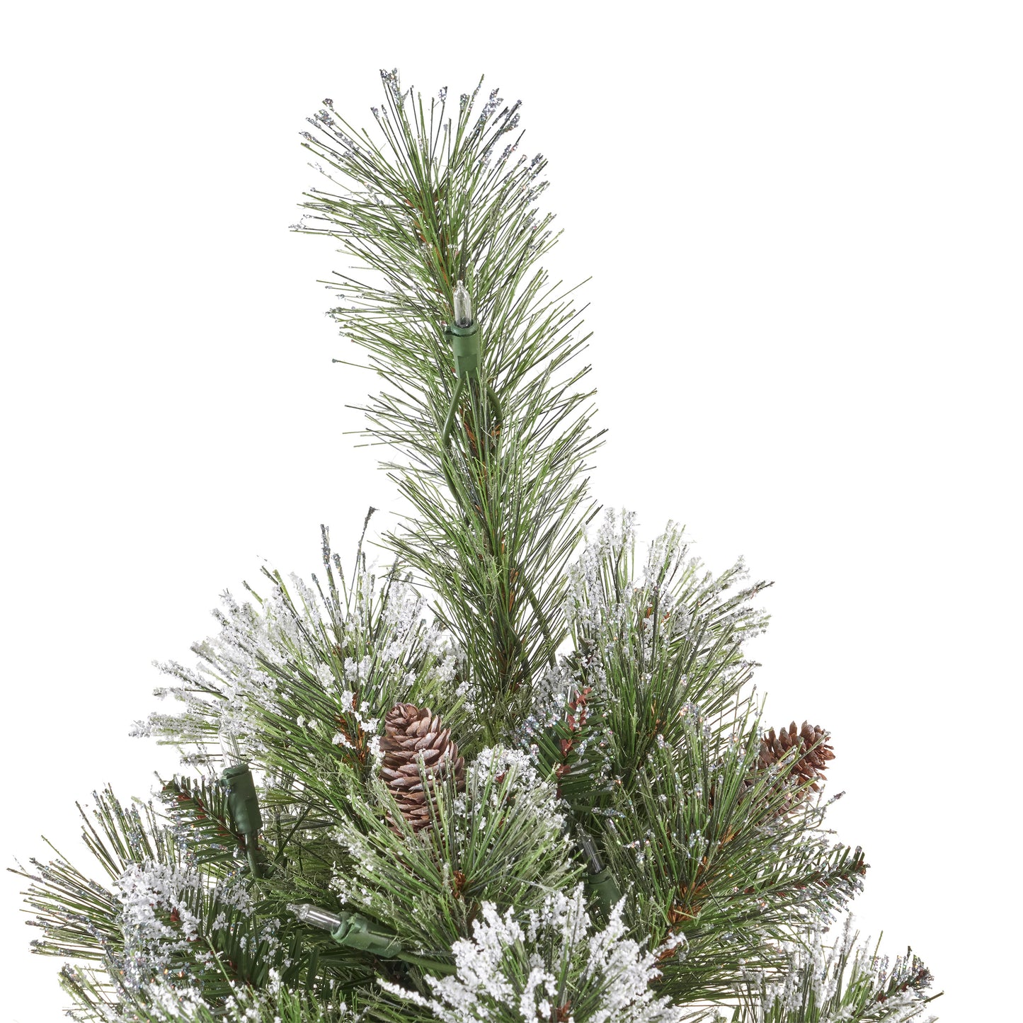 7-foot Cashmere Pine and Mixed Needles Hinged Artificial Christmas Tree with Snow and Glitter Branches and Frosted Pinecones