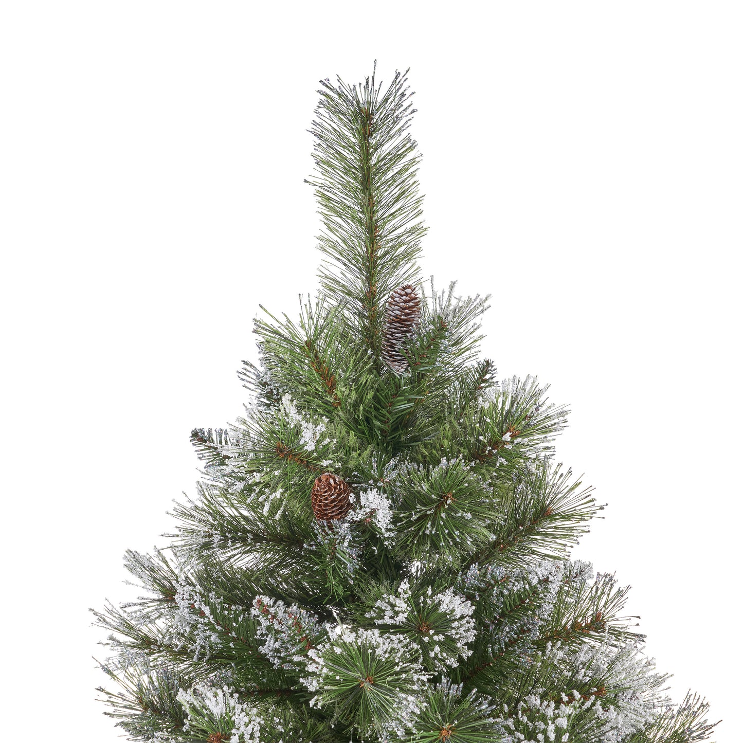 7-foot Cashmere Pine and Mixed Needles Hinged Artificial Christmas Tree with Snow and Glitter Branches and Frosted Pinecones