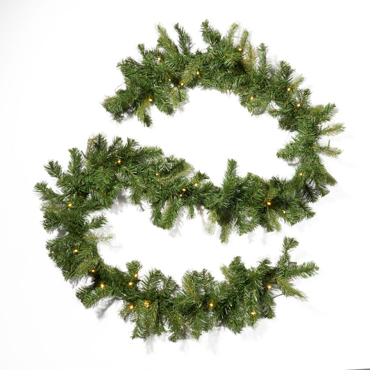 9-foot Mixed Spruce Pre-Lit Warm White LED Artificial Christmas Garland