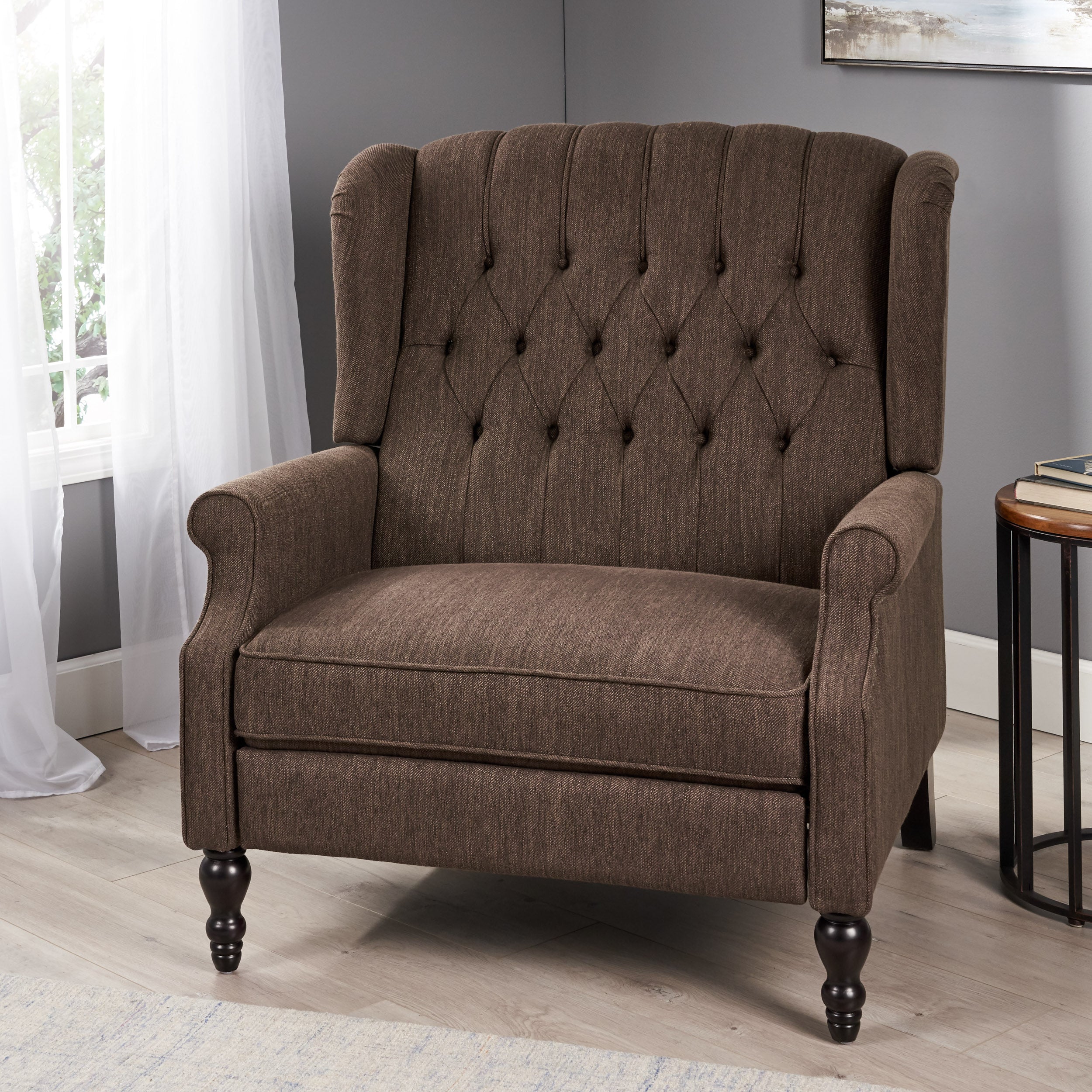 Beige oversized online recliner