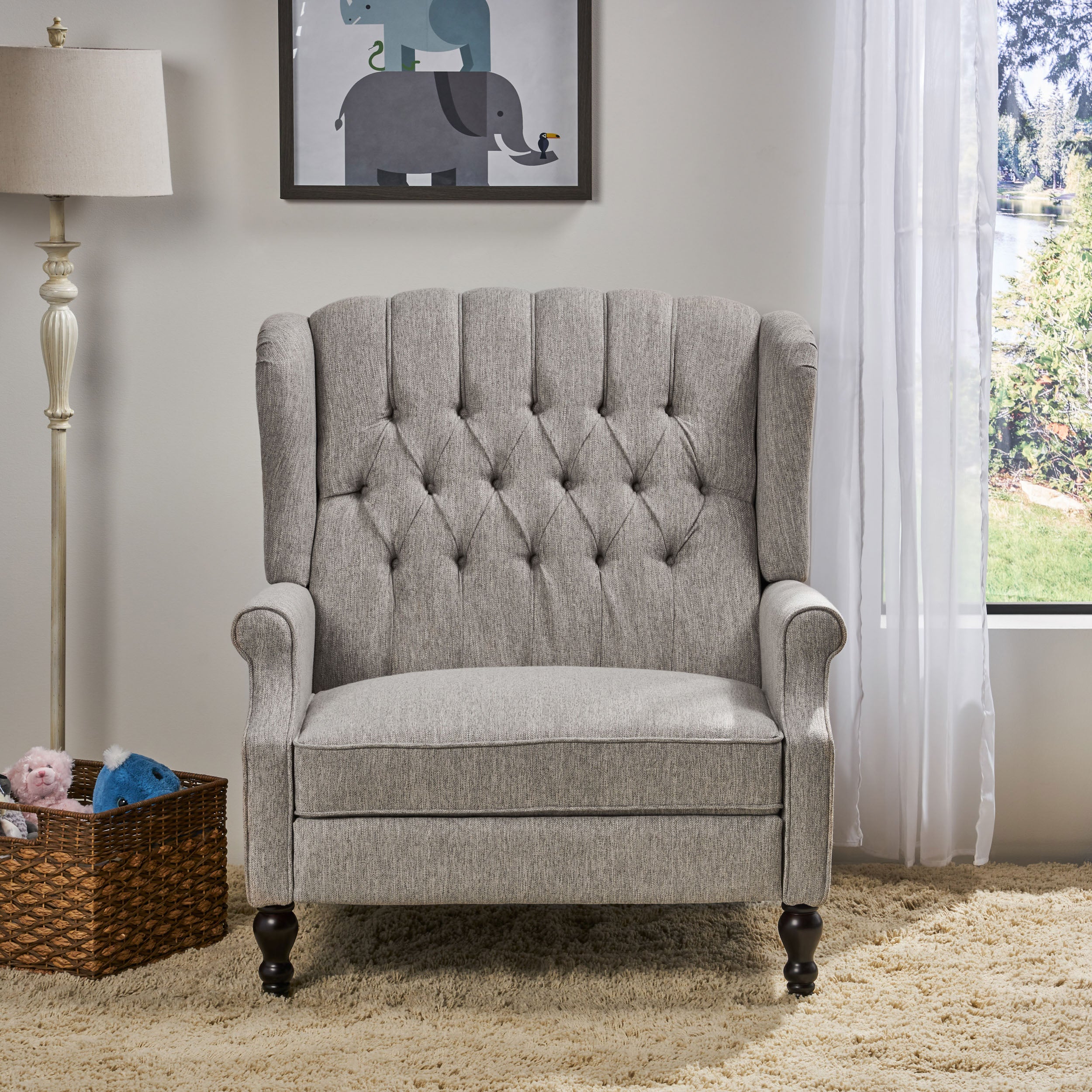 Gray best sale wingback recliner