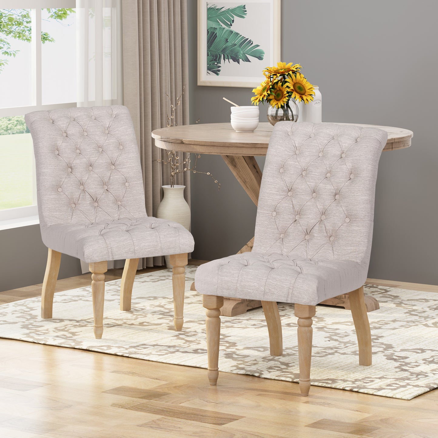 Terrance Tufted Fabric Dining Chair (Set of 2)
