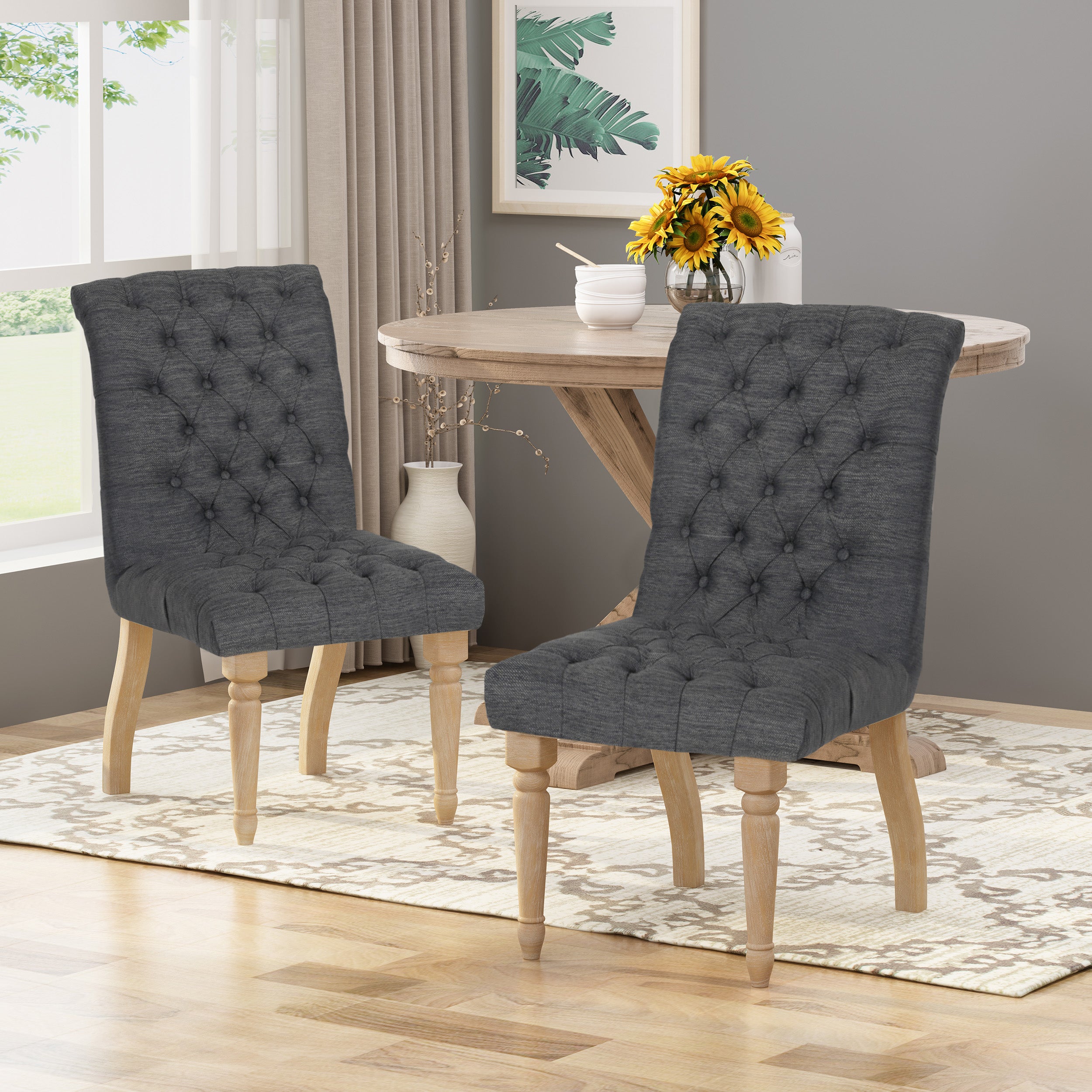 Grey tufted discount dining room chairs