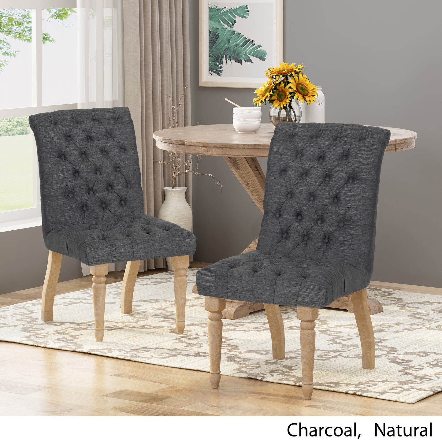 Terrance Tufted Fabric Dining Chair (Set of 2)
