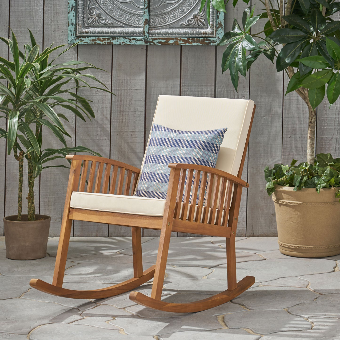 Audrey Outdoor Acacia Wood Rocking Chair