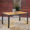 Tamia Outdoor 59-inch Acacia Wood and Iron Dining Table, Black and Tea ...