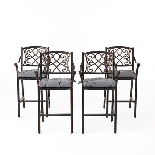 Sibyl Outdoor Barstool with Cushion (Set of 4)