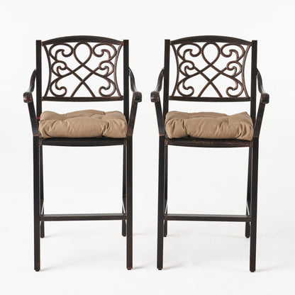 Sherry Outdoor Barstool with Cushion (Set of 2)
