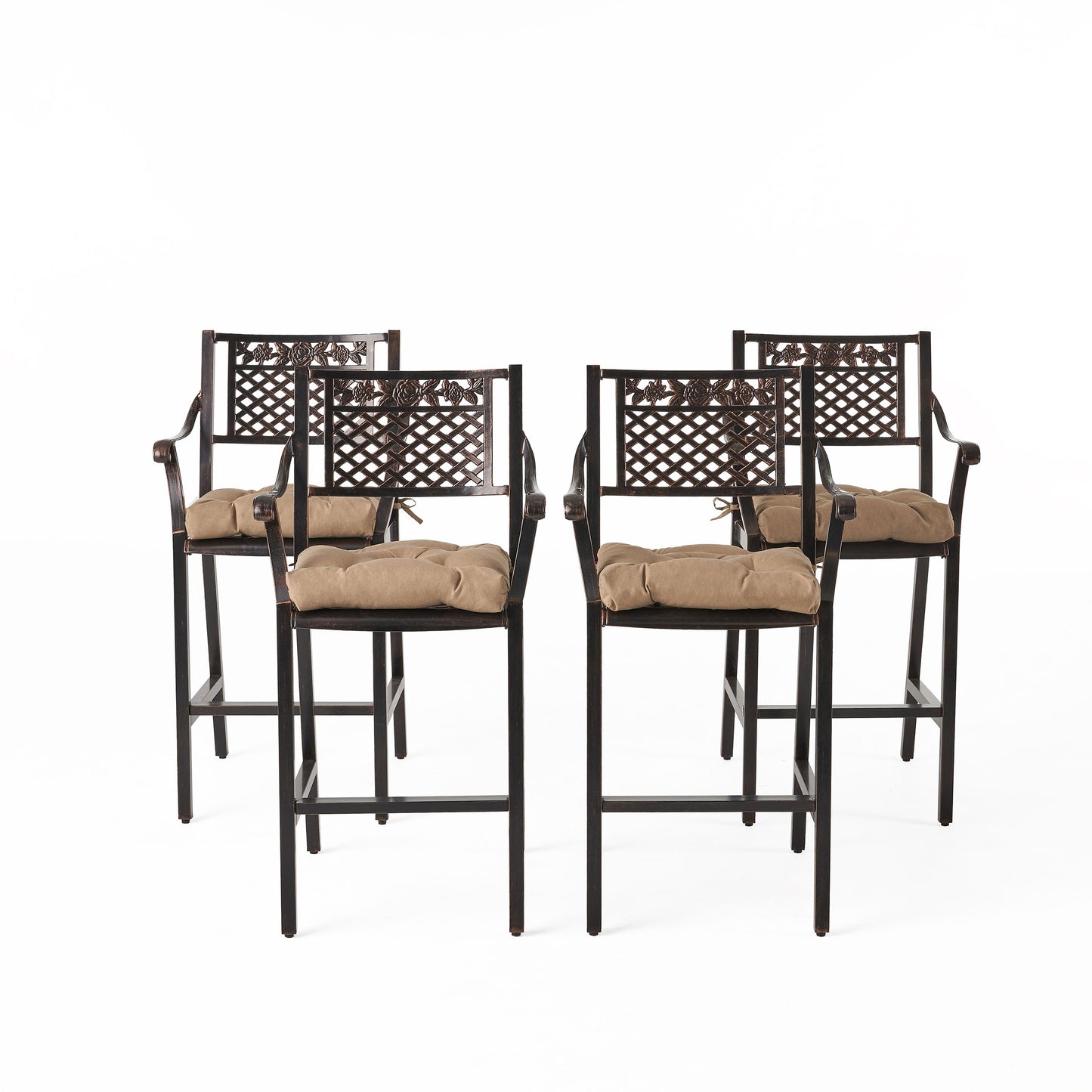 Renata Outdoor Barstool with Cushion (Set of 4)