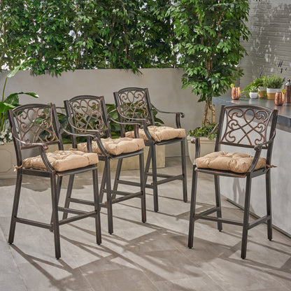 Sibyl Outdoor Barstool with Cushion (Set of 4)