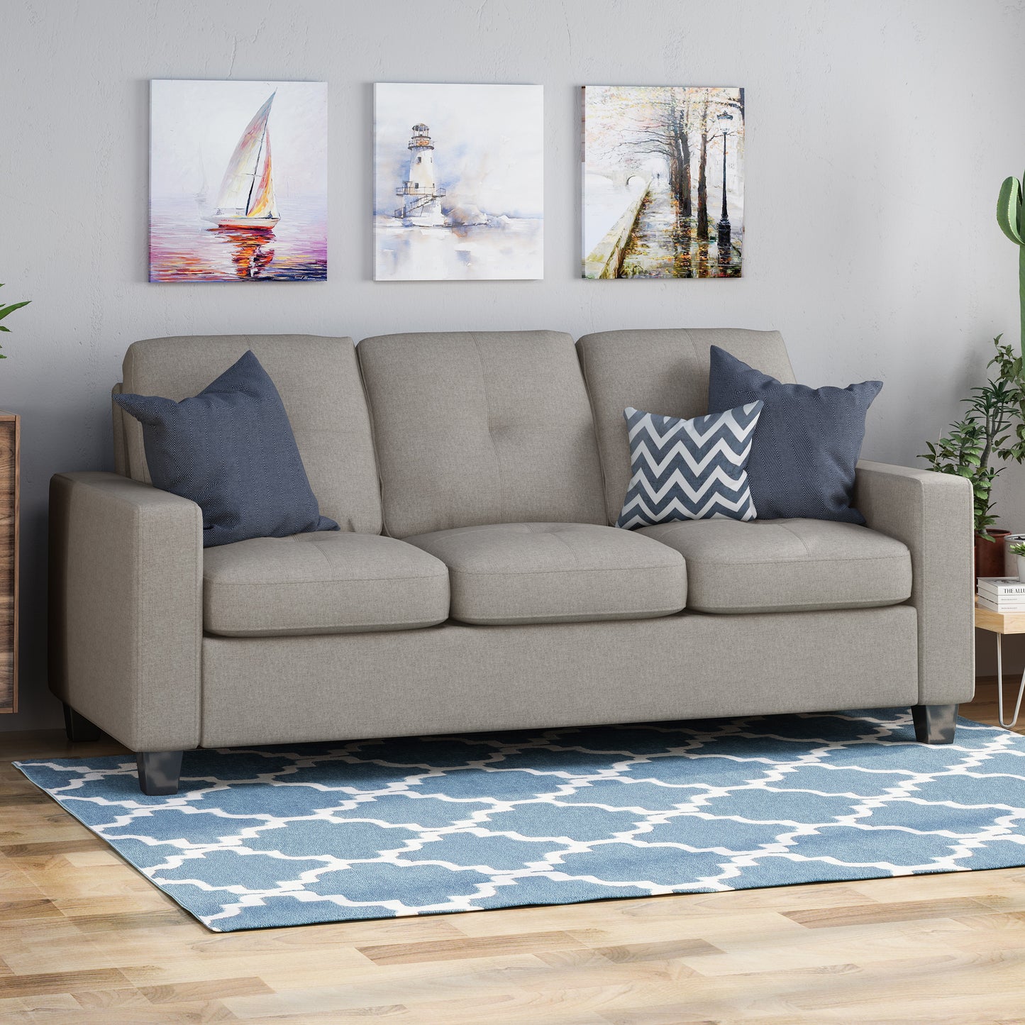 Viviana Three Seater Sofa with Wood Legs