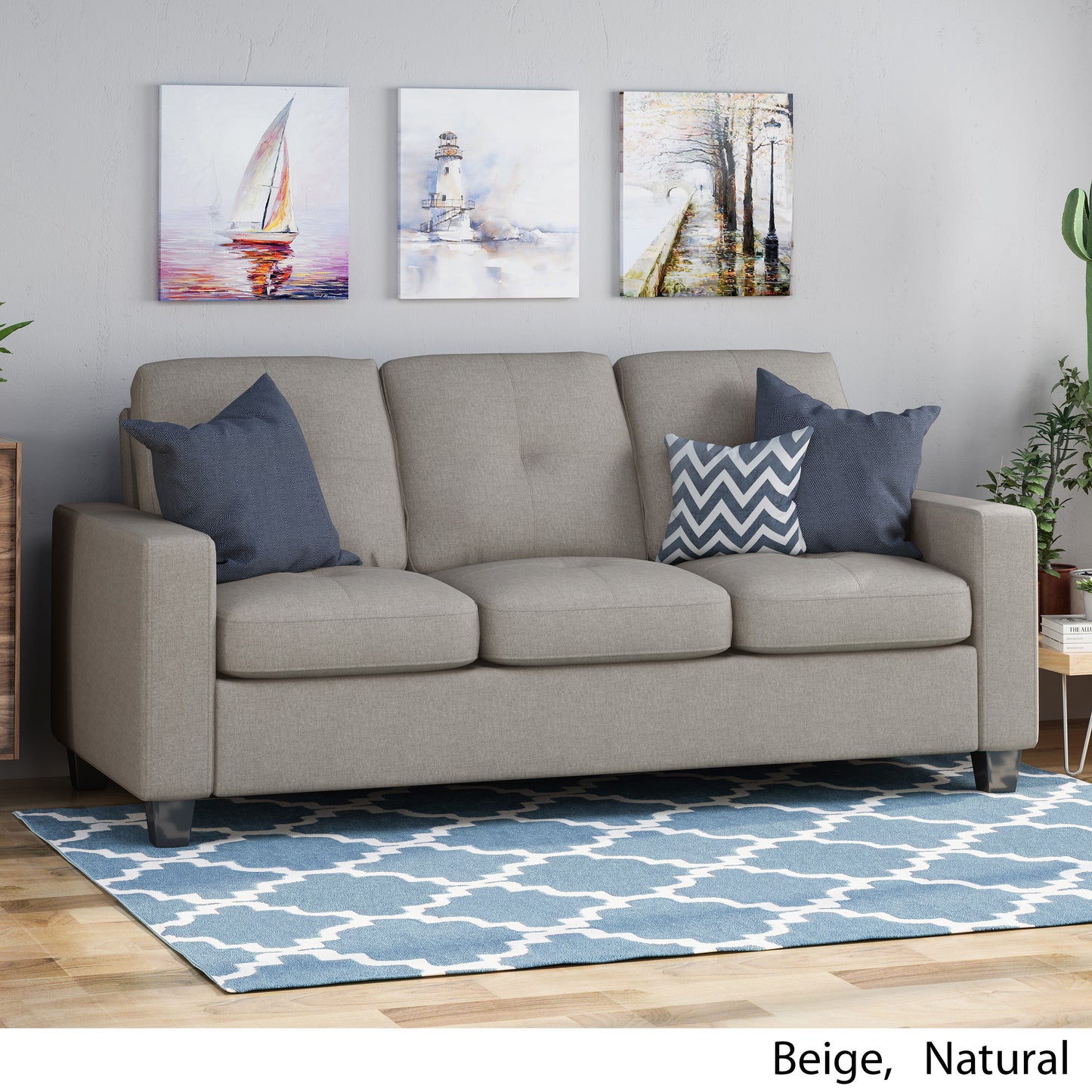 Viviana Three Seater Sofa with Wood Legs