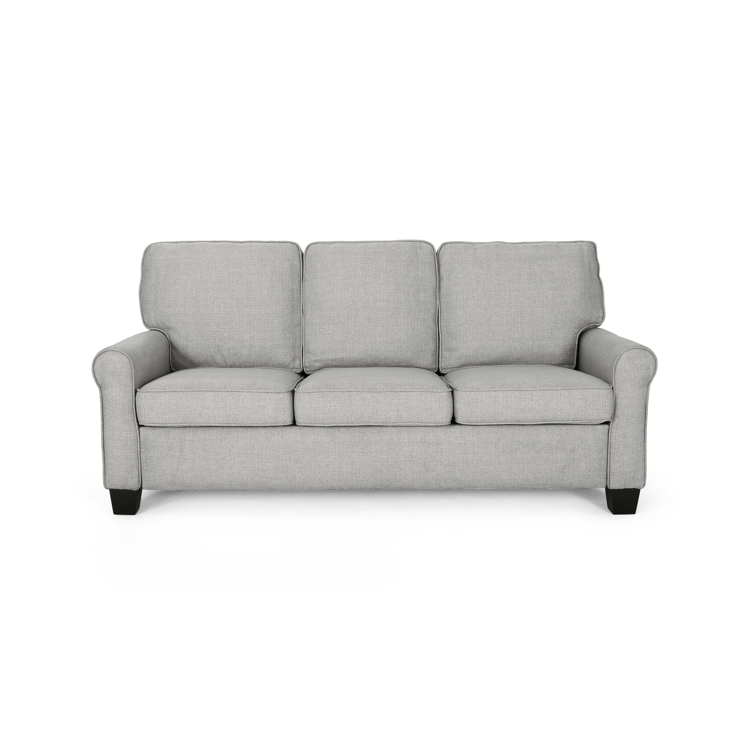 Bridget Contemporary Scrolled Arm Upholstered Fabric Sofa with Tonal P ...