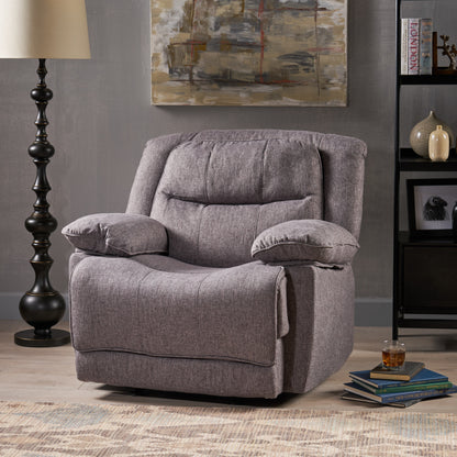 Antoinette Contemporary Pillow-Tufted Upholstered Fabric Glider Recliner