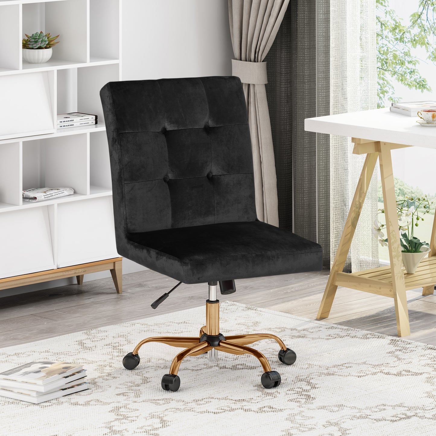 Theodore Glam Tufted Home Office Chair with Swivel Base