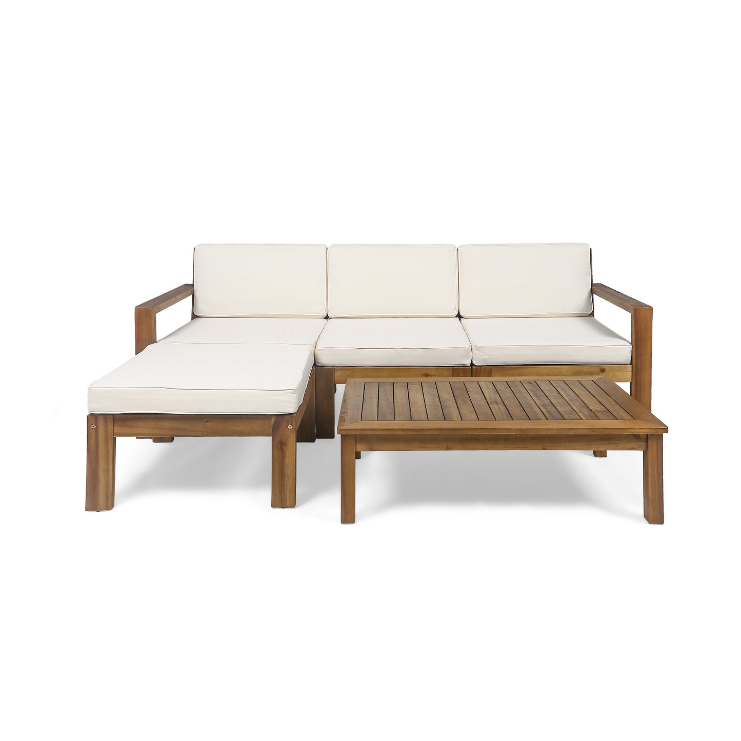Makayla Ana Outdoor 3 Seater Acacia Wood Sofa Sectional with Cushions