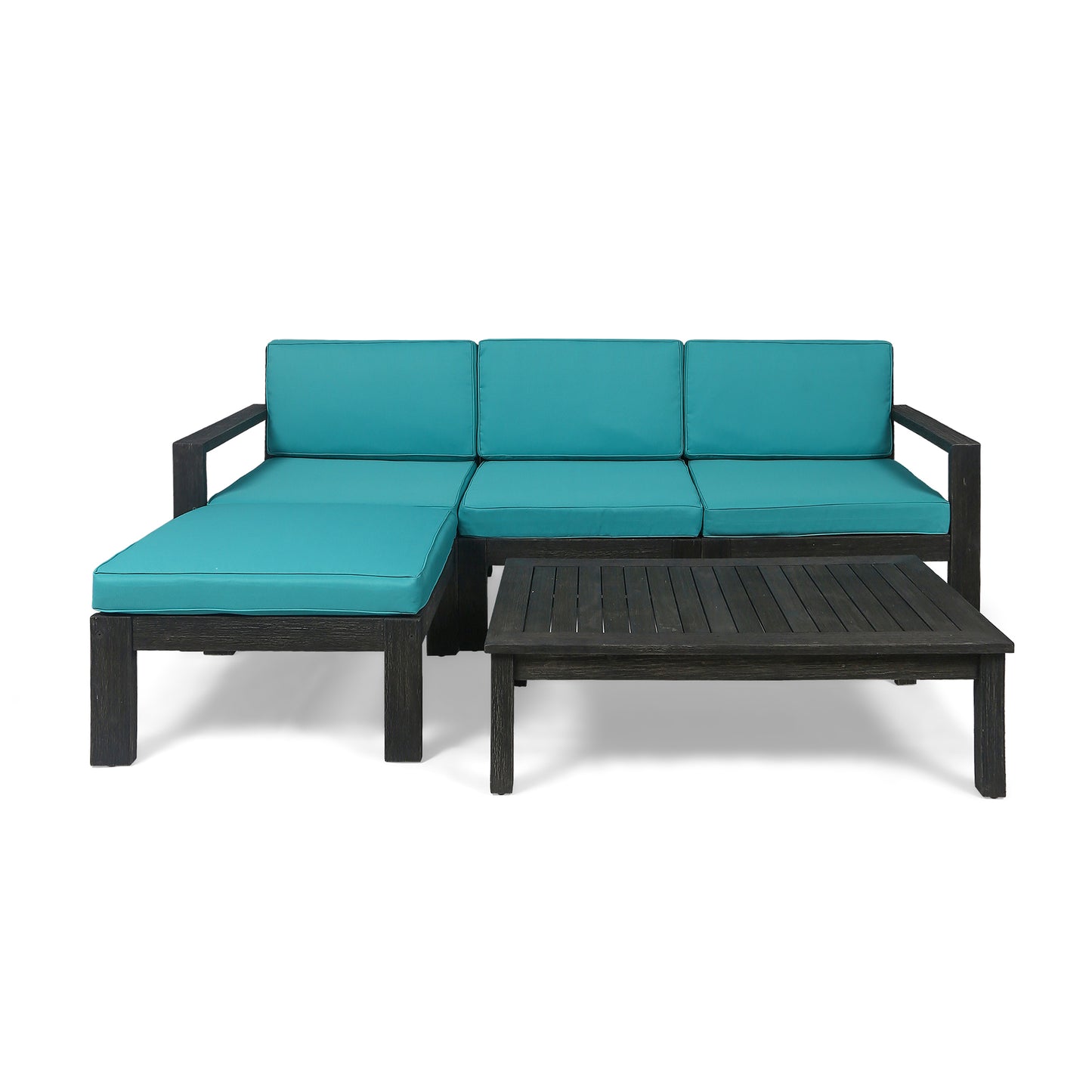Makayla Ana Outdoor 3 Seater Acacia Wood Sofa Sectional with Cushions