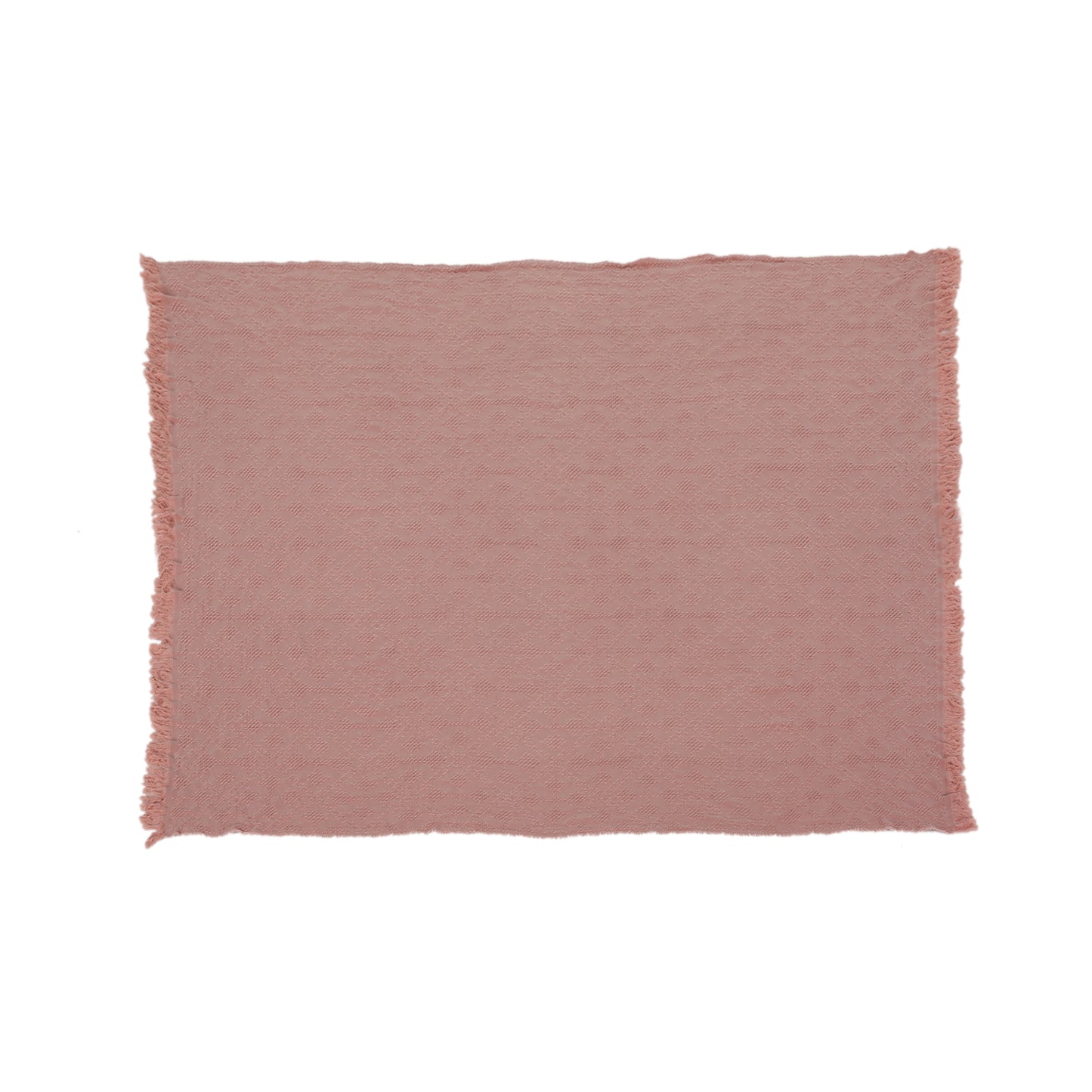 Fontana Contemporary Cotton Throw Blanket with Fringes, Dusty Pink