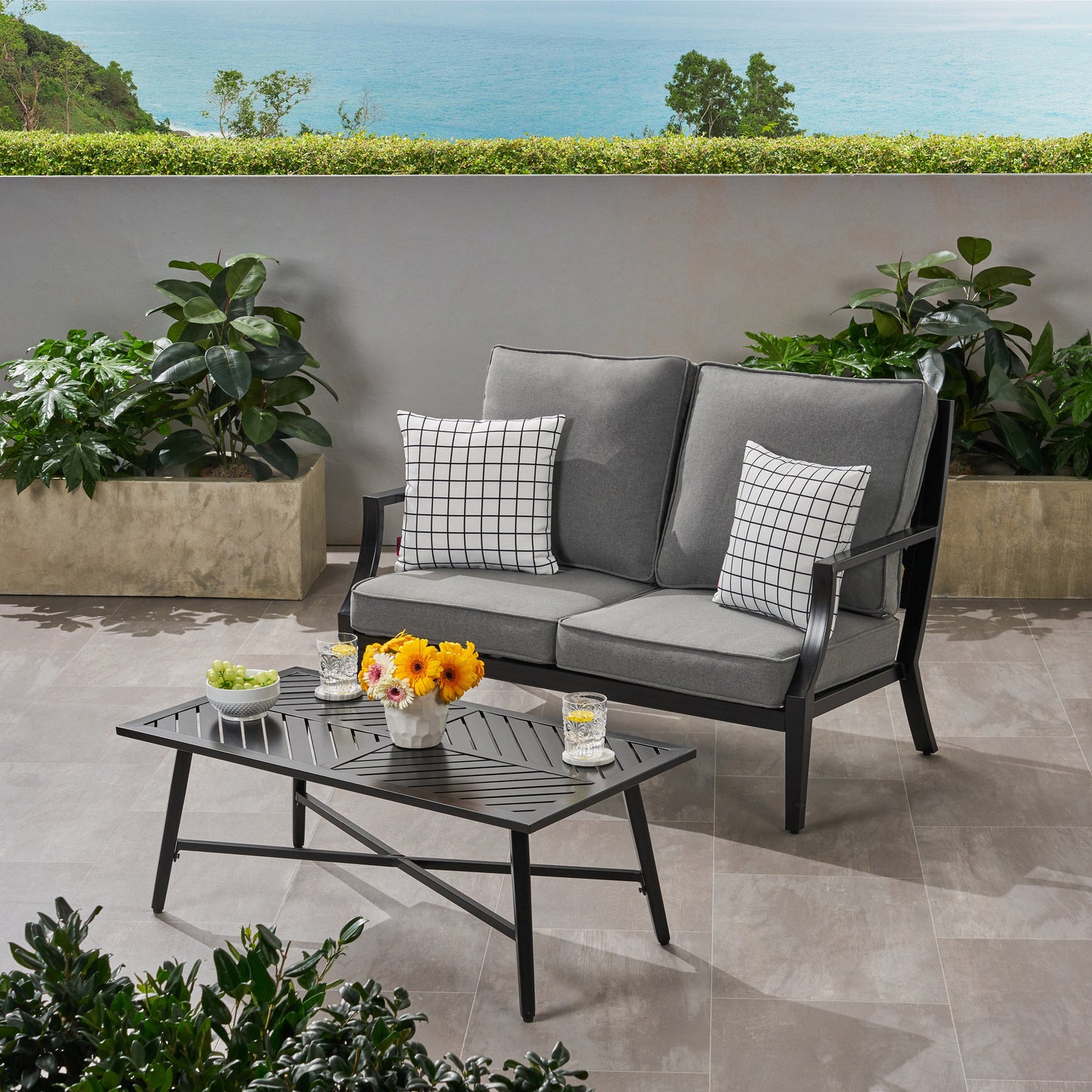 Carlson Diego Outdoor Aluminum Loveseat and Coffee Table Set