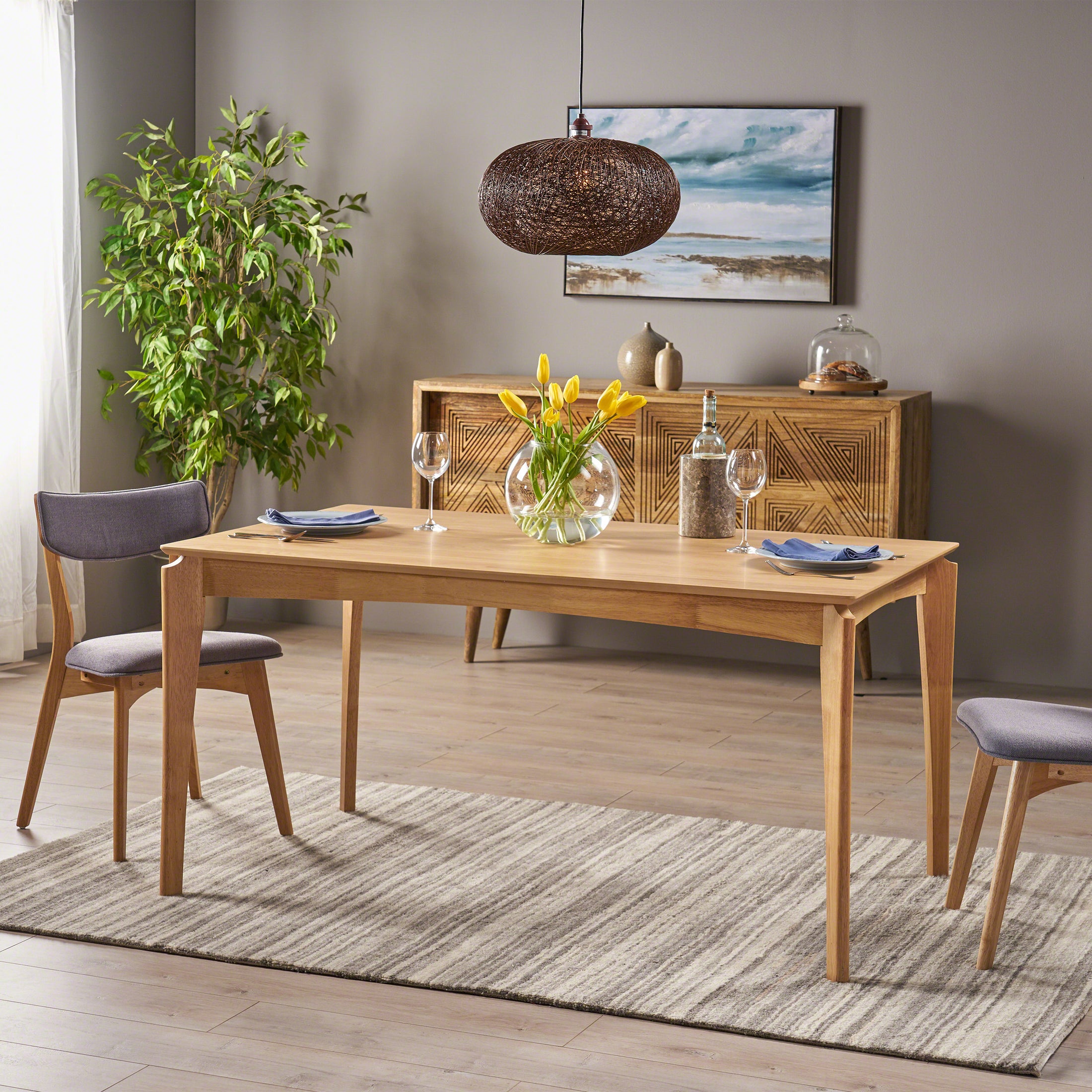 Laveer Mid Century Modern Wood Dining Table – GDFStudio