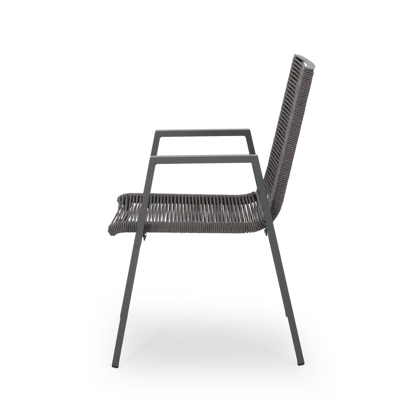 Kalli Outdoor Modern Aluminum Dining Chair with Rope Seat (Set of 2)