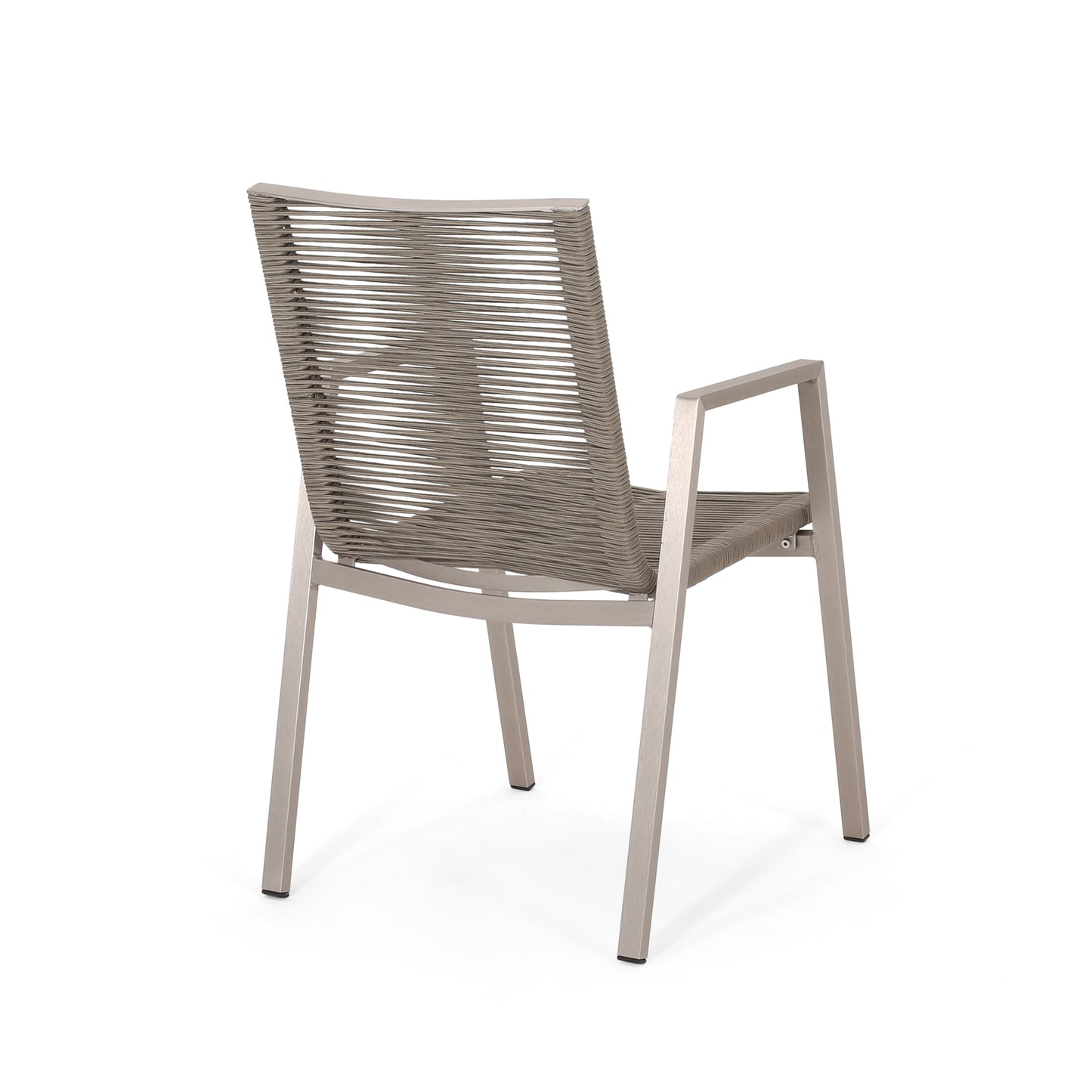 Kalli Outdoor Modern Aluminum Dining Chair with Rope Seat (Set of 2)