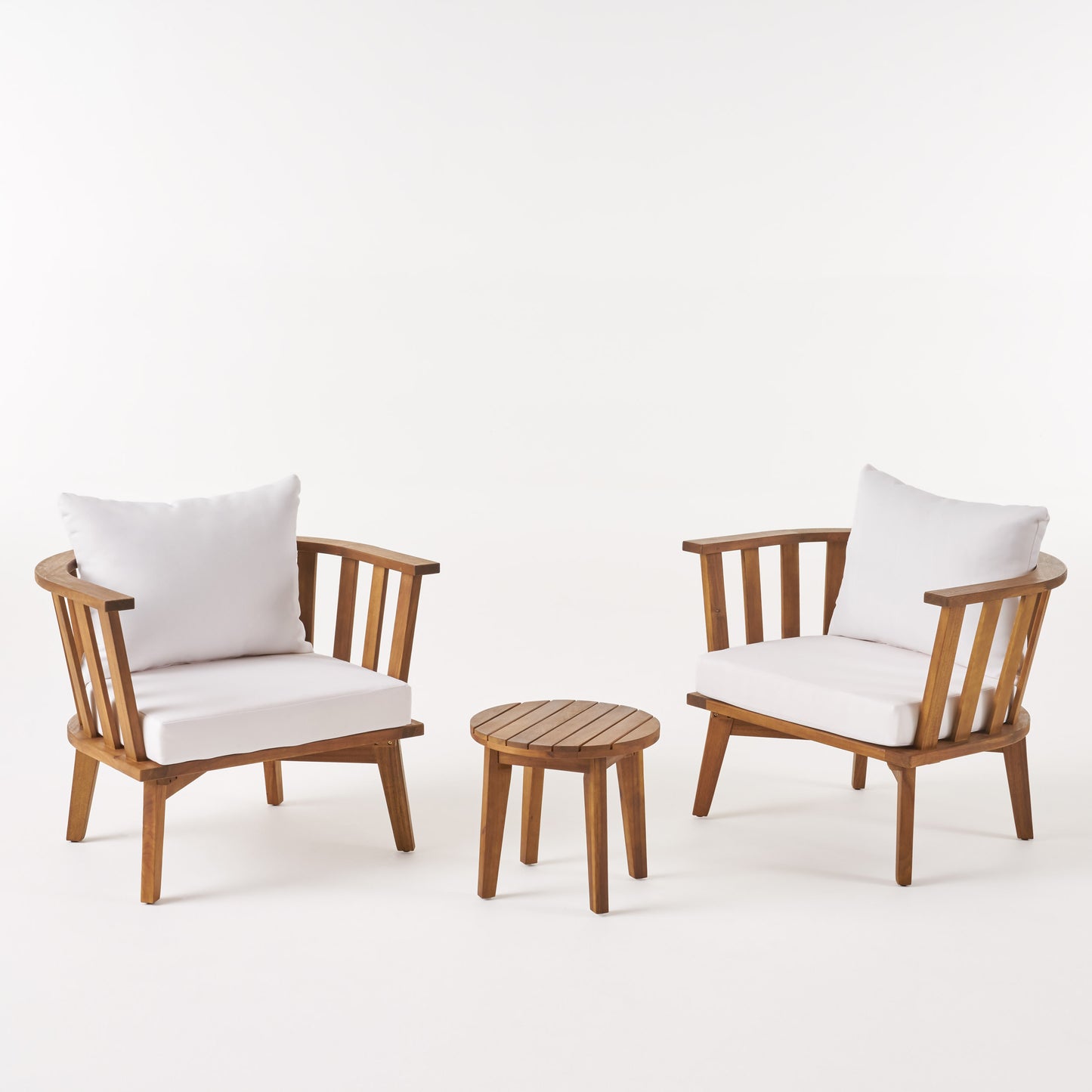 Murray Outdoor Acacia Wood 2 Seater Club Chairs and Side Table Set