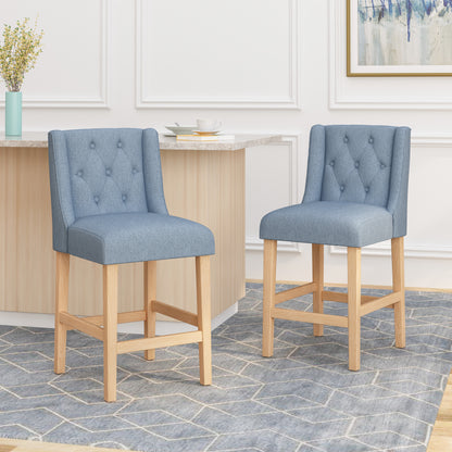 Willamina Button Tufted Fabric Wingback Counterstool (Set of 2)