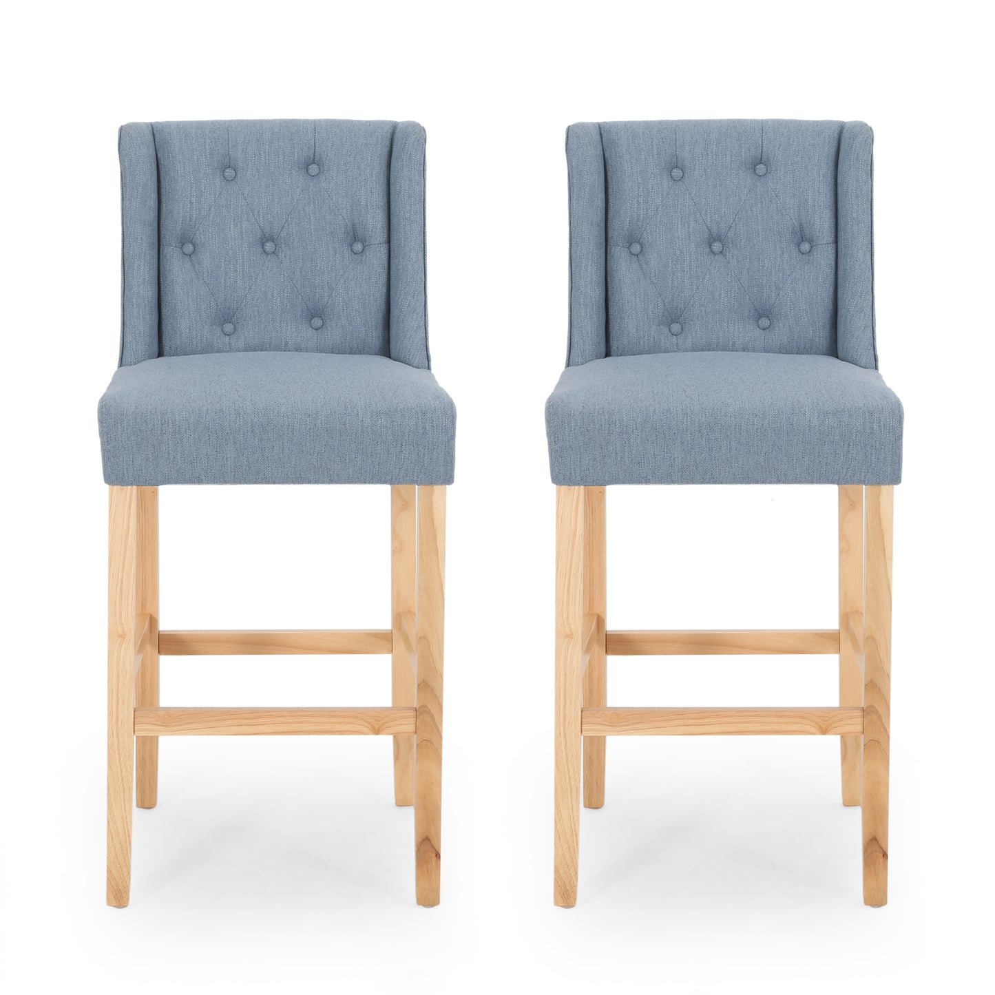Zaydrian Button Tufted Fabric Wingback Bar Stool (Set of 2)