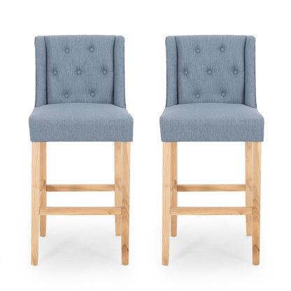Zaydrian Button Tufted Fabric Wingback Bar Stool (Set of 2)