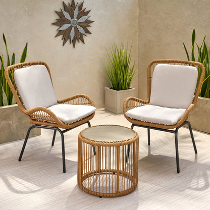Averyrose Outdoor Wicker Chat Set with Cushions