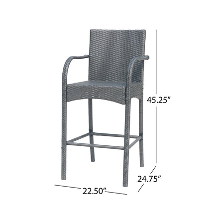 Iremide Outdoor Wicker Barstool Chair (Set of 2)